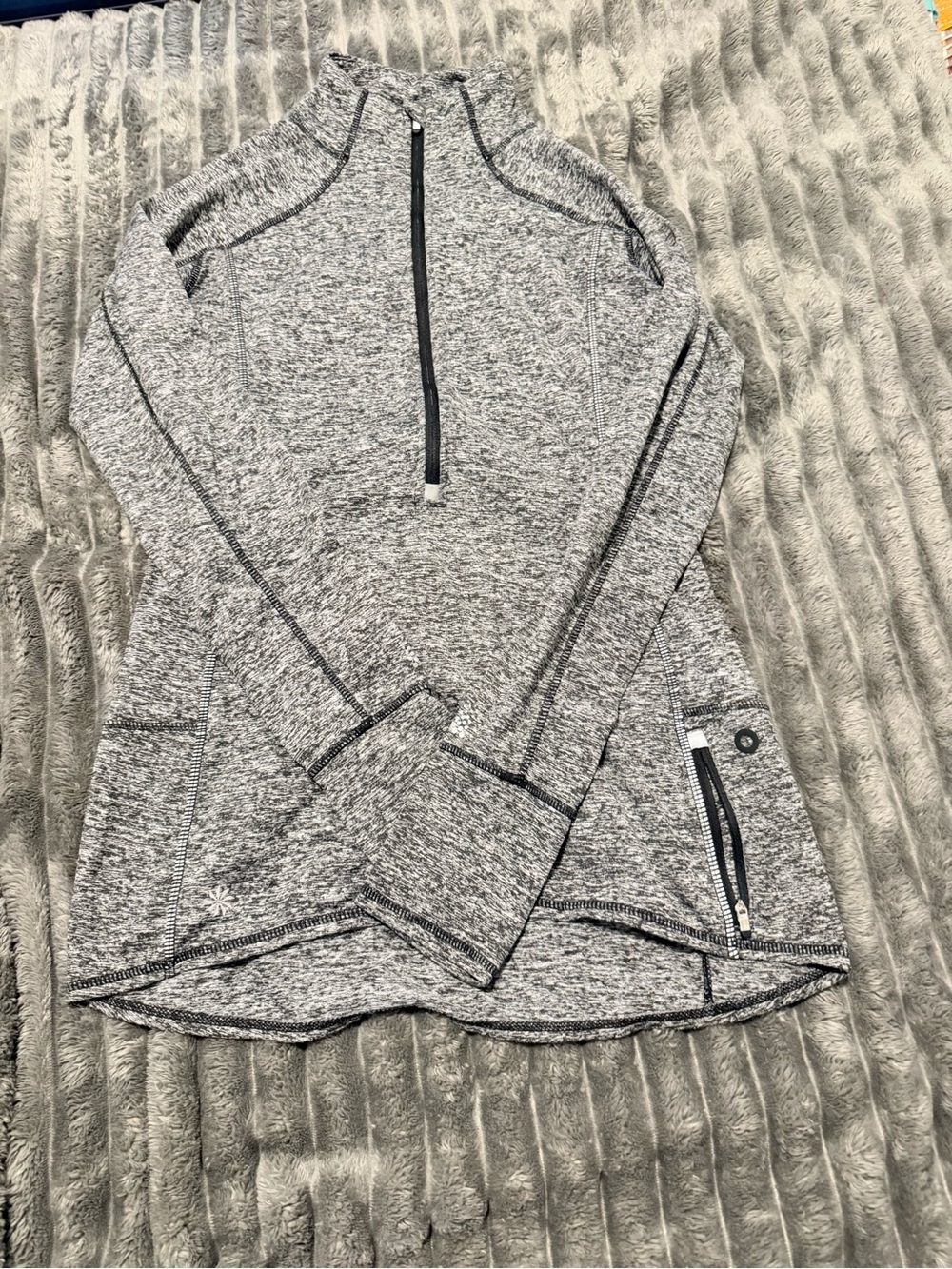 Athleta Gray Heather Quarter-Zip Performance Pullover